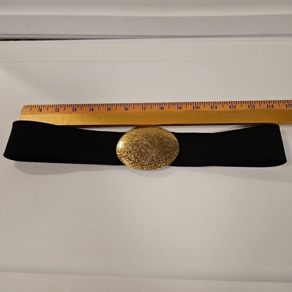 Elastic Black Belt with Gold Hardware sz 32" -44" waist - Picture 4 of 4
